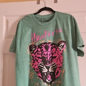 Mint Green Short Sleeve Tee with Pink Leopard Print